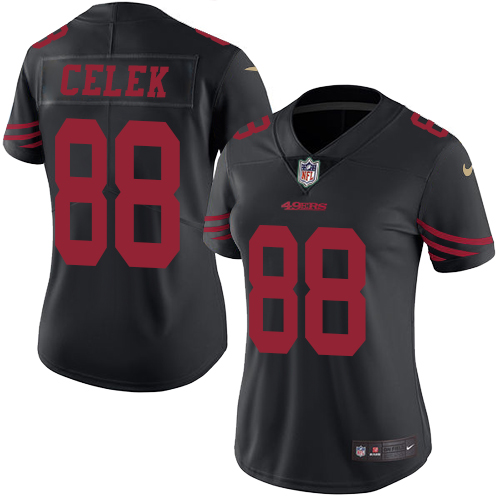 Women's Limited Garrett Celek Nike Jersey Black - #88 Rush NFL San Francisco 49ers